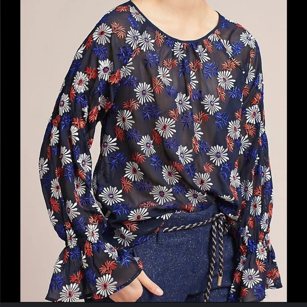 Anthropologie x Ella Moss Daisy Embroidered Top - Picture 1 of 8
